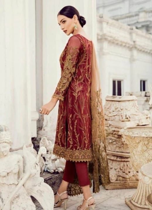 Chiffon Suit with Heavy Net Embroidery Dupatta